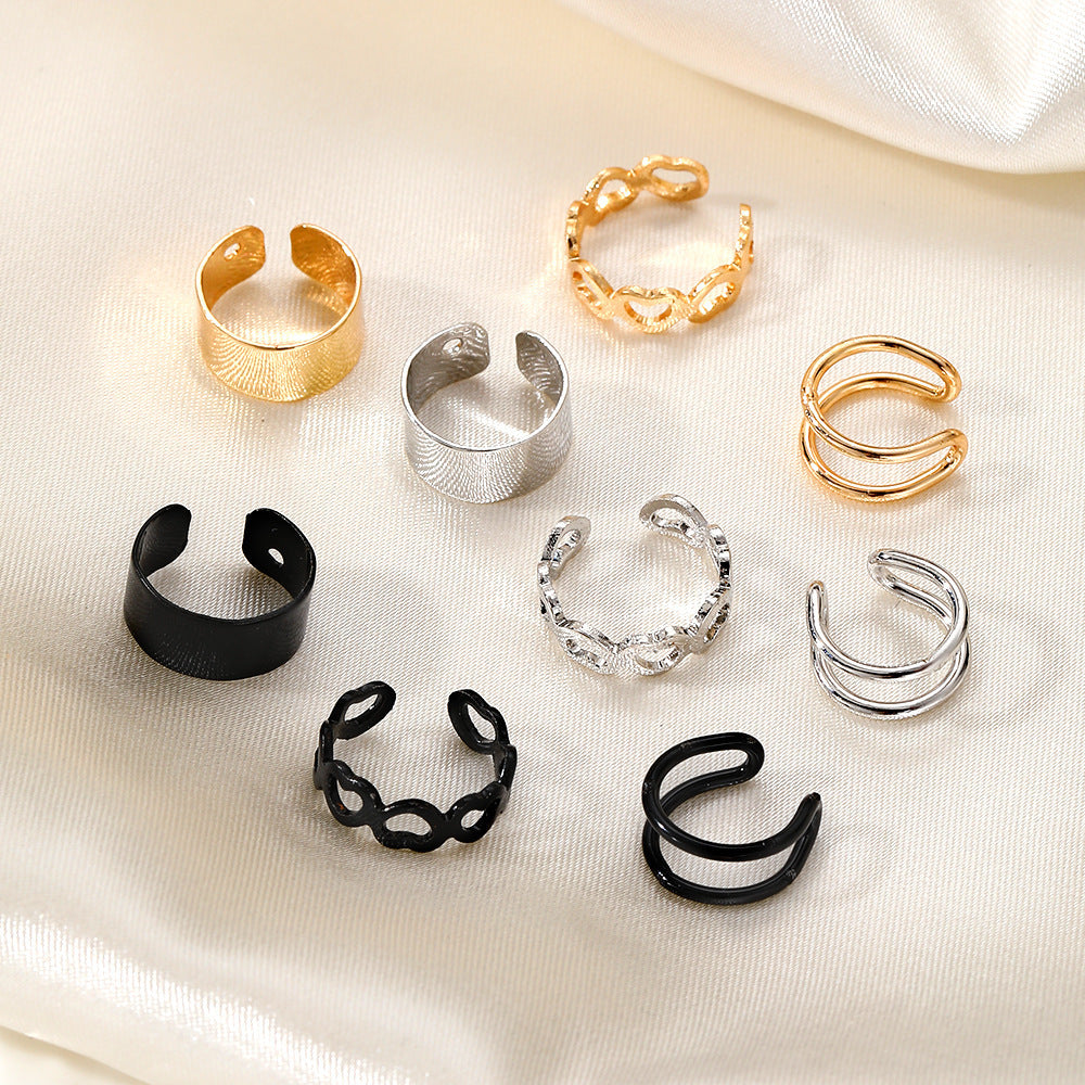 Rhinestone Butterfly Hollow Cartilage Fashion Star Moon Integrated Chain Ear Stud Earrings