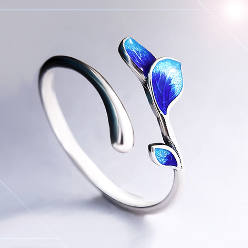 Open Ethnic Style Artistic Temperament Female Fresh Enamel Burning Rings