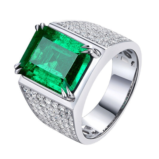 Men's Karat Synthetic Emerald Domineering Opening Colored Rings