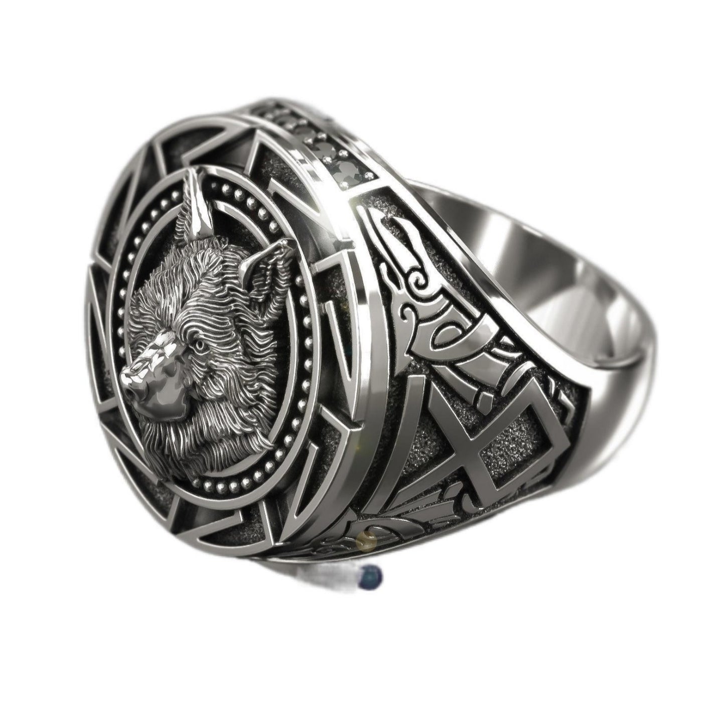 Men's Viking Warrior Wolf Head Vintage Totem Ring