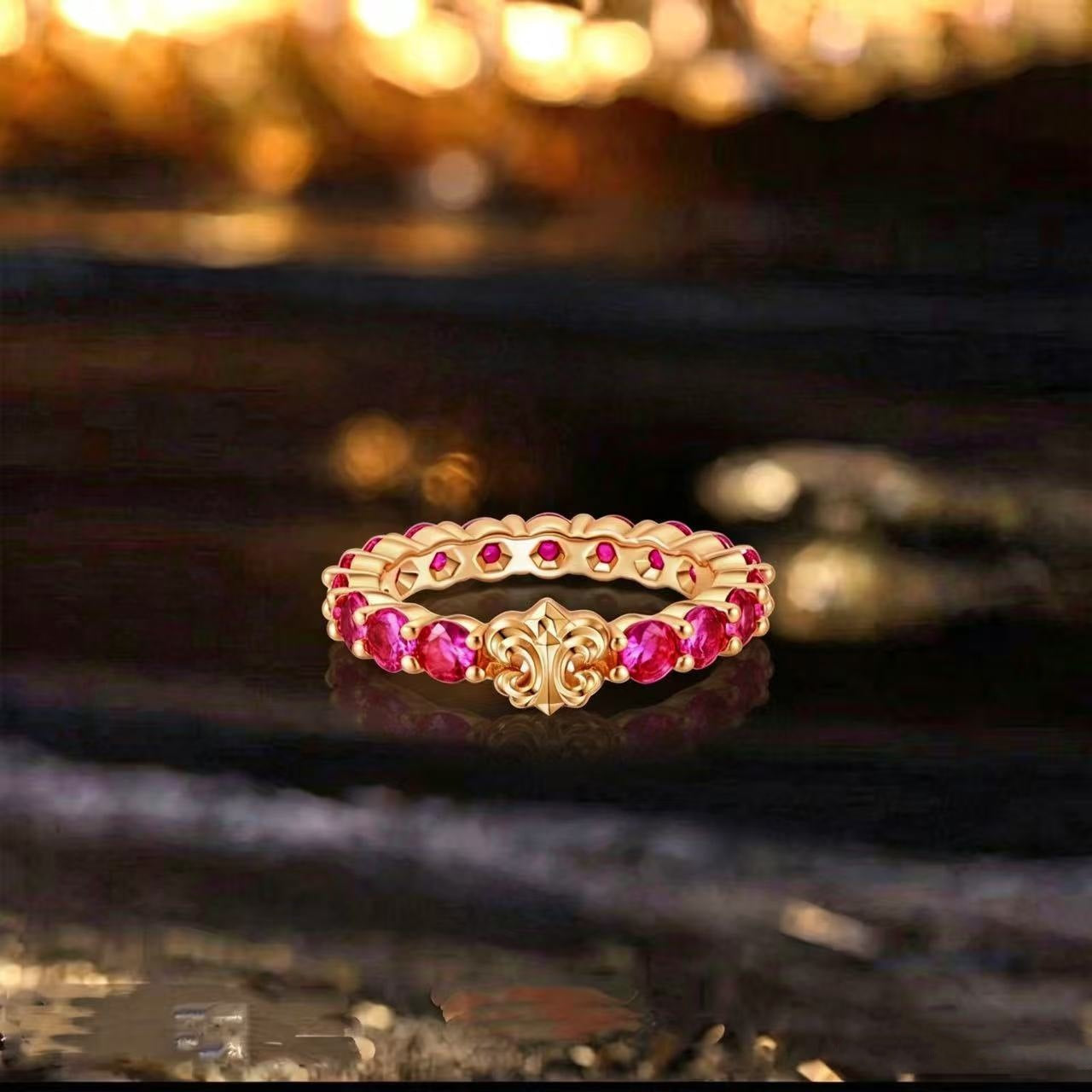 Flower-de-luce Open Temperament Entry Lux High-grade Design Rings