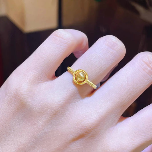 Gold Electroplated Simple Vietnam Placer No Color Fading Open Index Rings