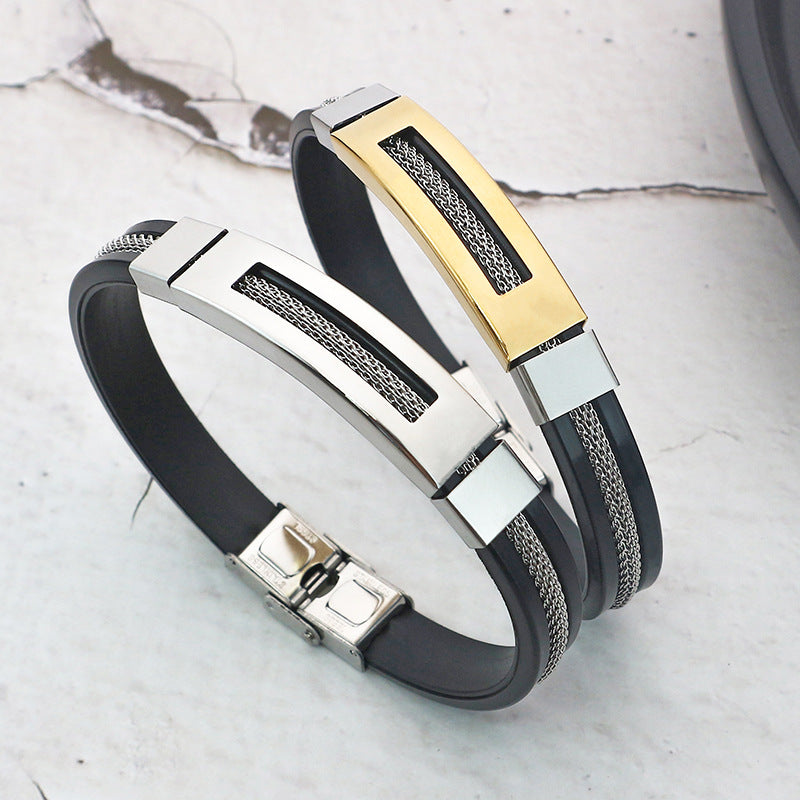 Men's Hollow Titanium Steel Simple Trendy Adjustable Bracelet