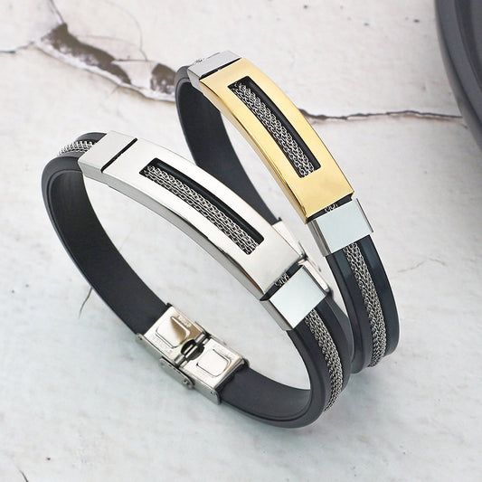 Men's Hollow Titanium Steel Simple Trendy Adjustable Bracelet