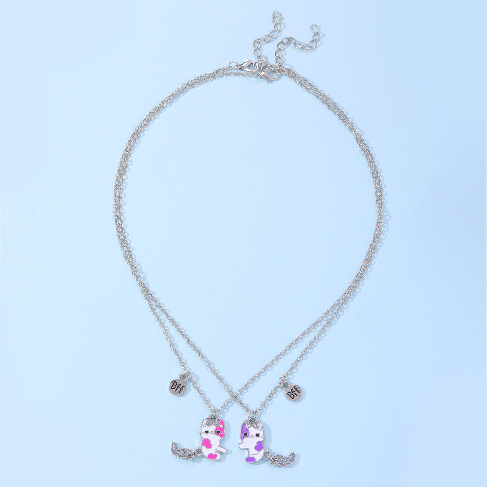 Children's Cat Friend Magnetic Sweet Dripping Kitten Necklaces