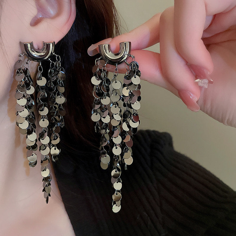 Women's Sier Needle Zircon Water Drops Tassel Fashionable Light Luxury High-grade Rings