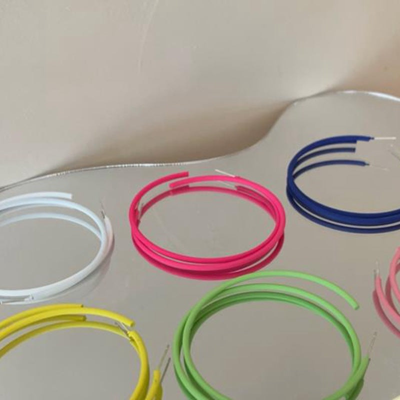 Sier Needle Metal Circle Paint Fashion Exaggerated Temperamental Earrings