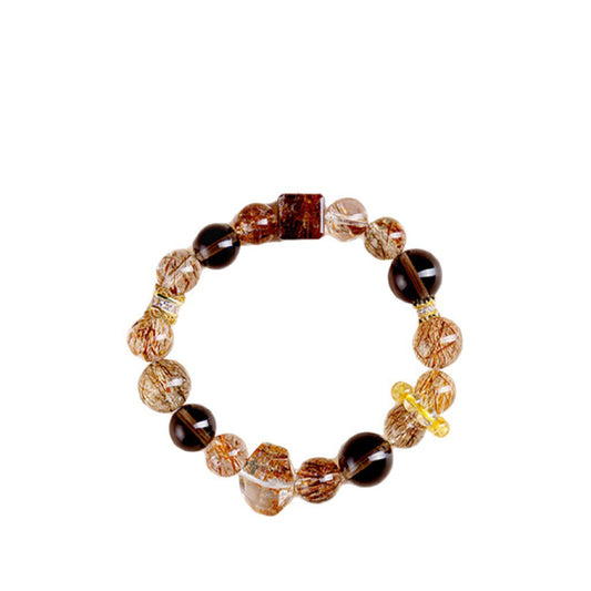 Women's & Men's Super Seven Crystal Light Luxury High-grade Ice Red Sealant Flower Bracelet