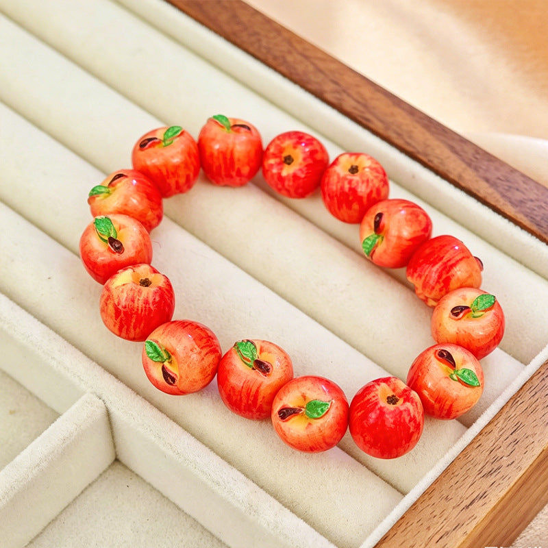 Good-looking Simulation Red Apple Lucky Synthetic Resin Bracelets