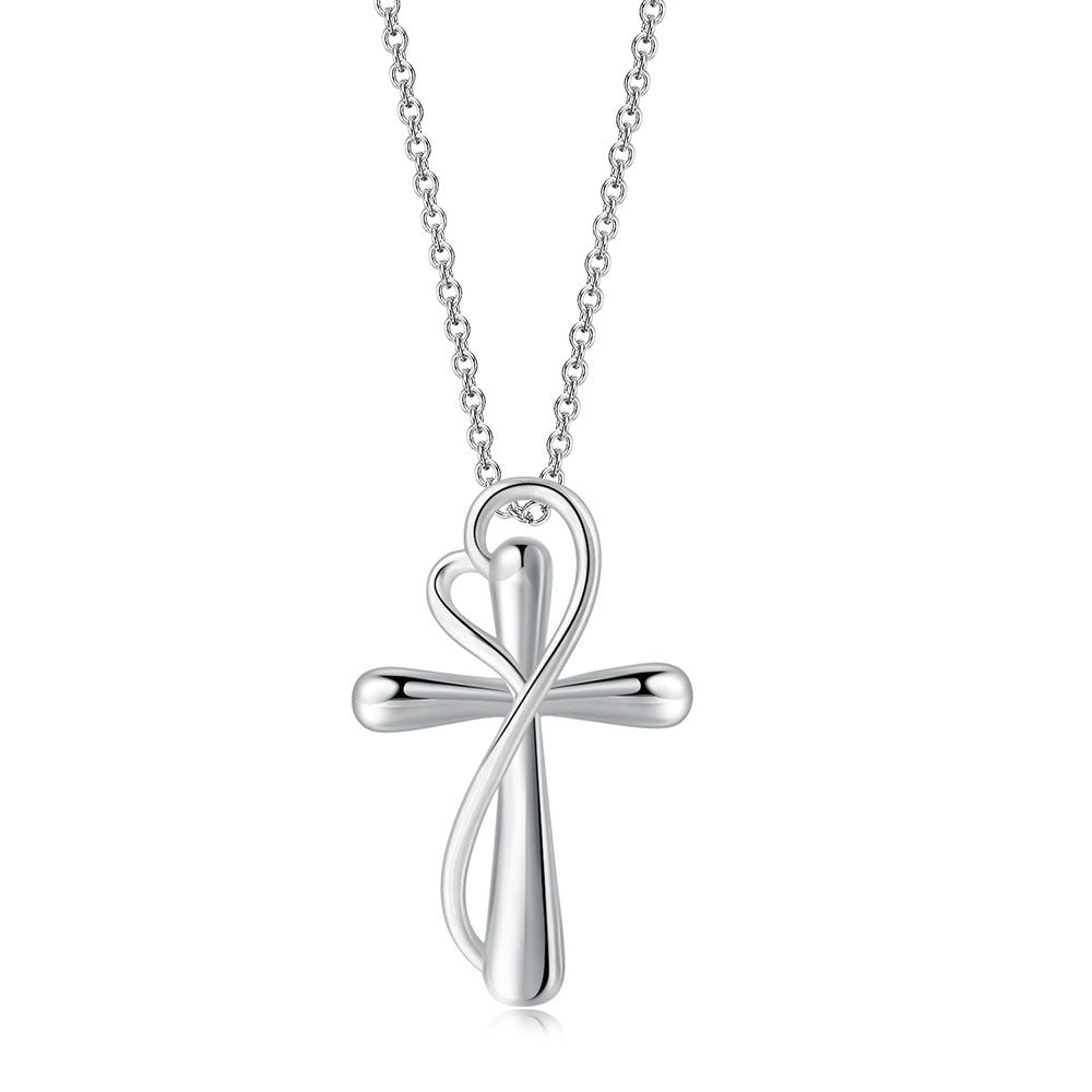 Hazy Moon Heart-shaped Cross Simple Color Necklaces