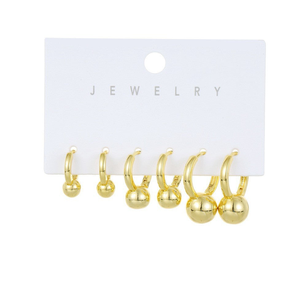 Ear Clip Three Pairs Copper Plated Real Earrings