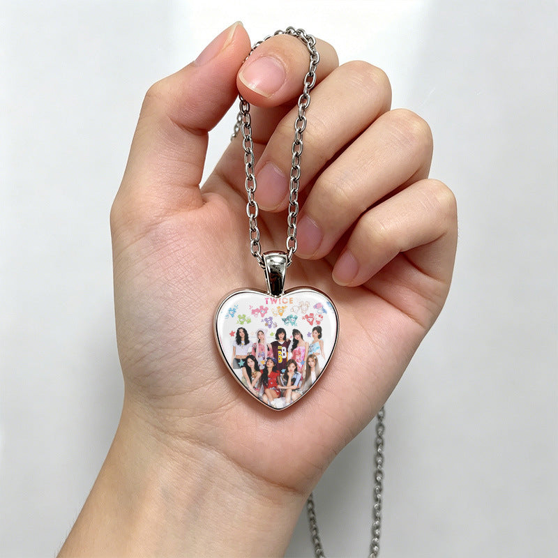 Love Alloy Korean Group Support Heart Sweet Beauty Fans Clavicle Necklaces