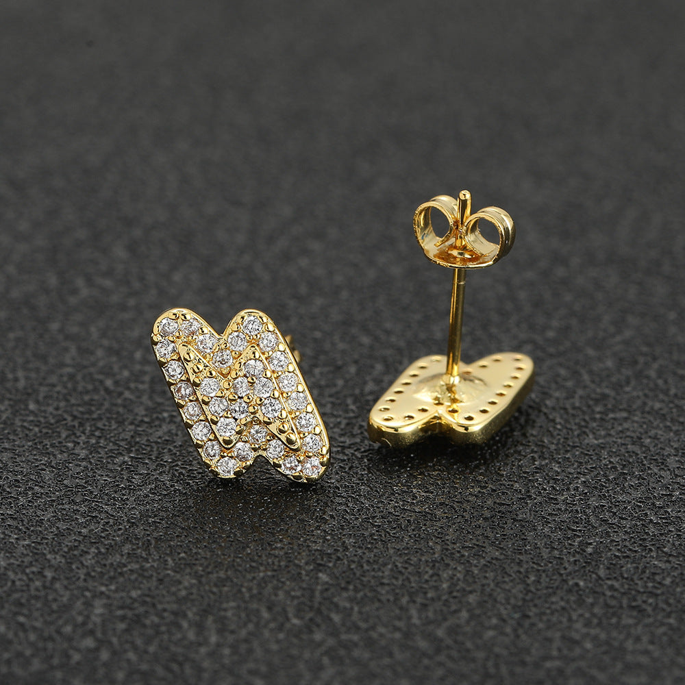 Women's & Men's Hop Copper Lightning Fashion Personality Ear Full Stud Earrings