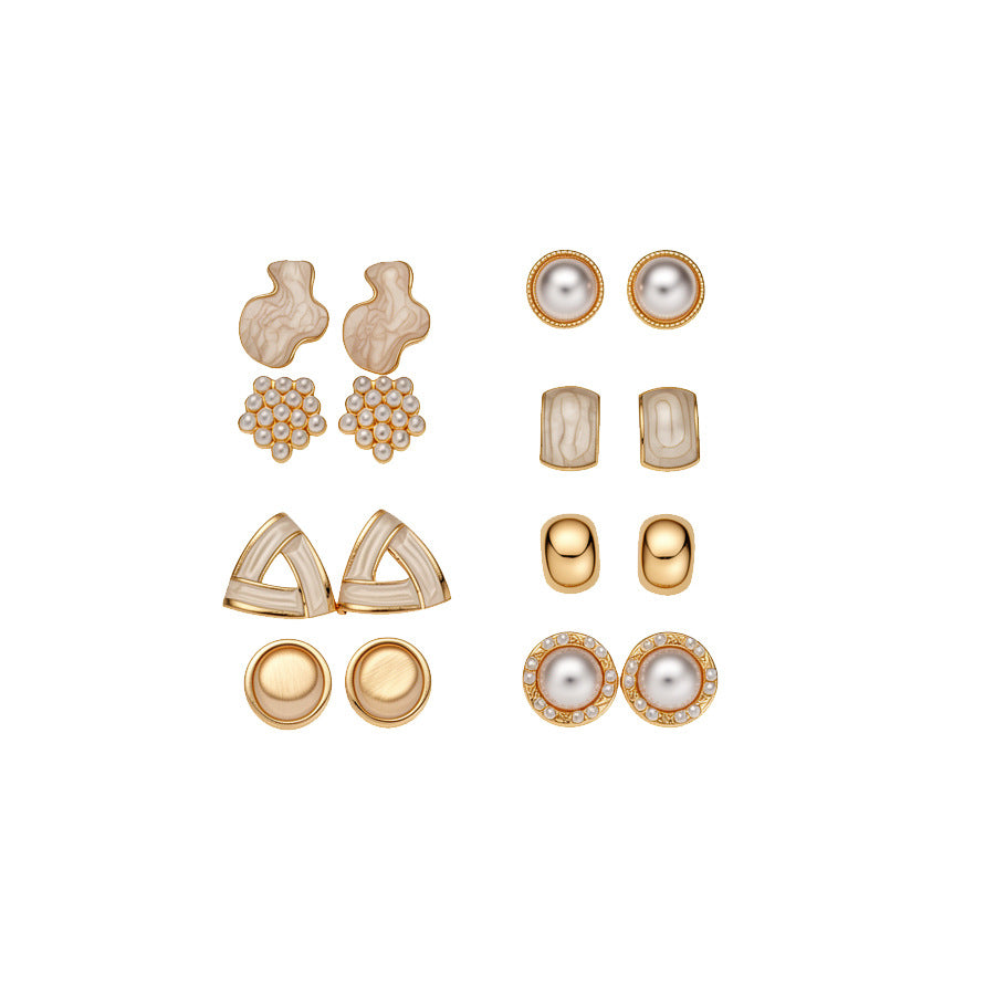 Needle Drop Oil Opal Pearl Earings Simple Fashionable Temperamental Light Stud Earrings
