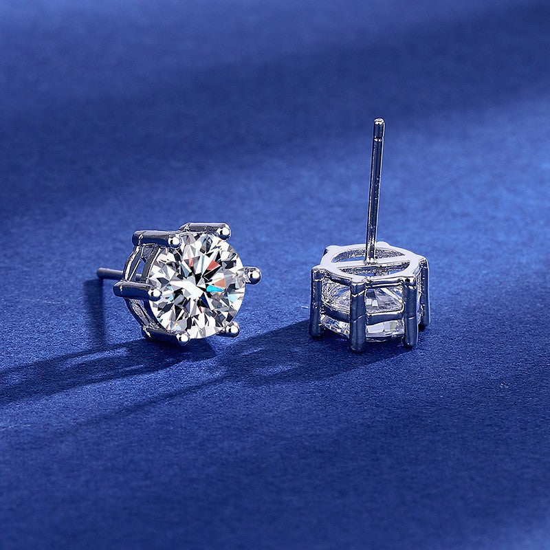 Moissanite Ear Female With Hearts Sterling Earrings