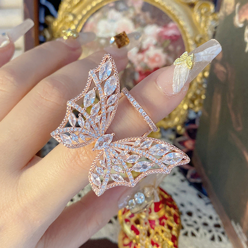 Palace Rose Golden Lace Hollow Open End Expensive Rings
