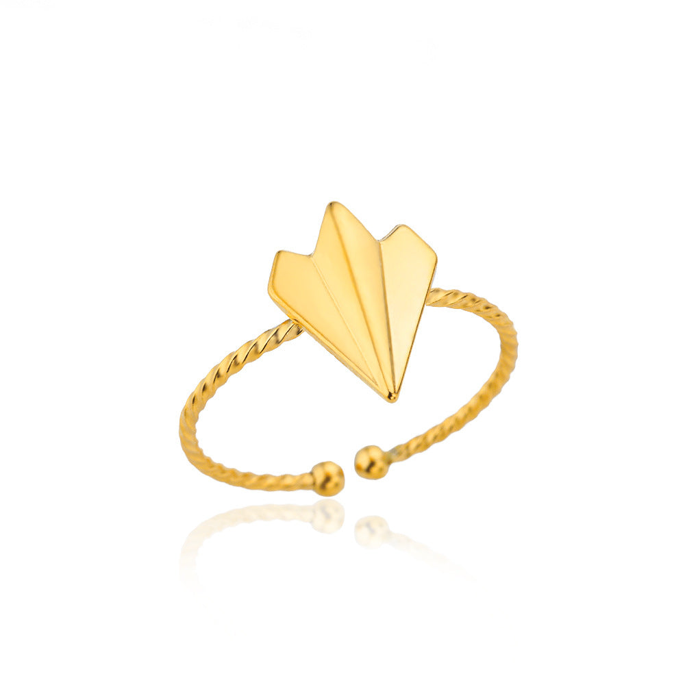 Pattern Shank Butterfly Gold-plated Stainless Steel Rings