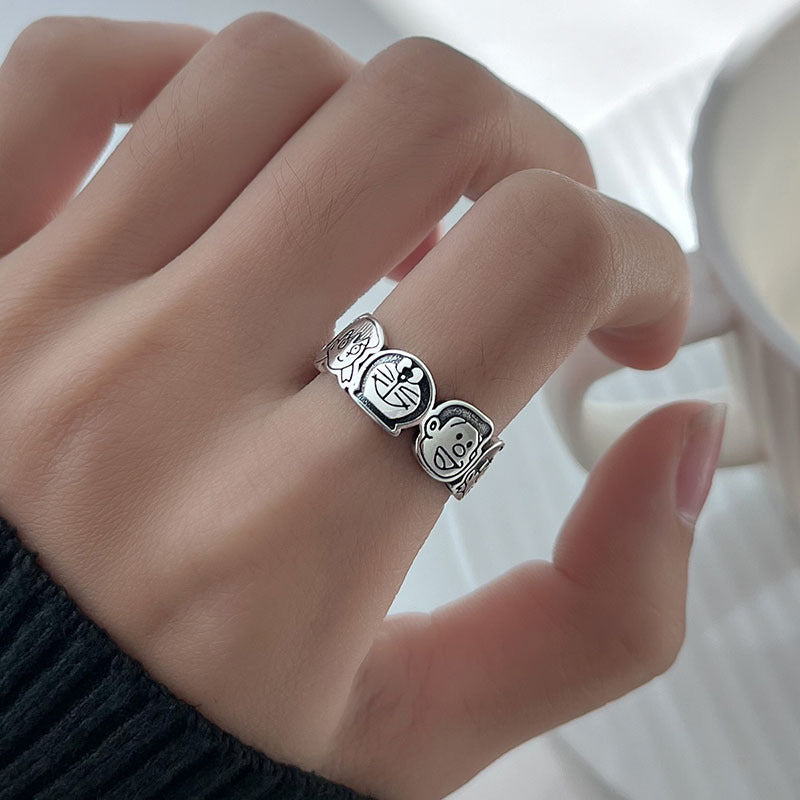 Cute Anime Cartoon Figures Small Female Niche Design Adjustable Ring
