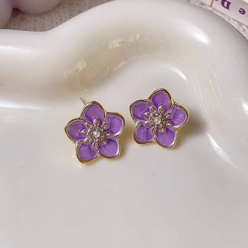 Women's Fairy Sweet Potato Purple Blue Pink High-grade Temperament Stud Earrings