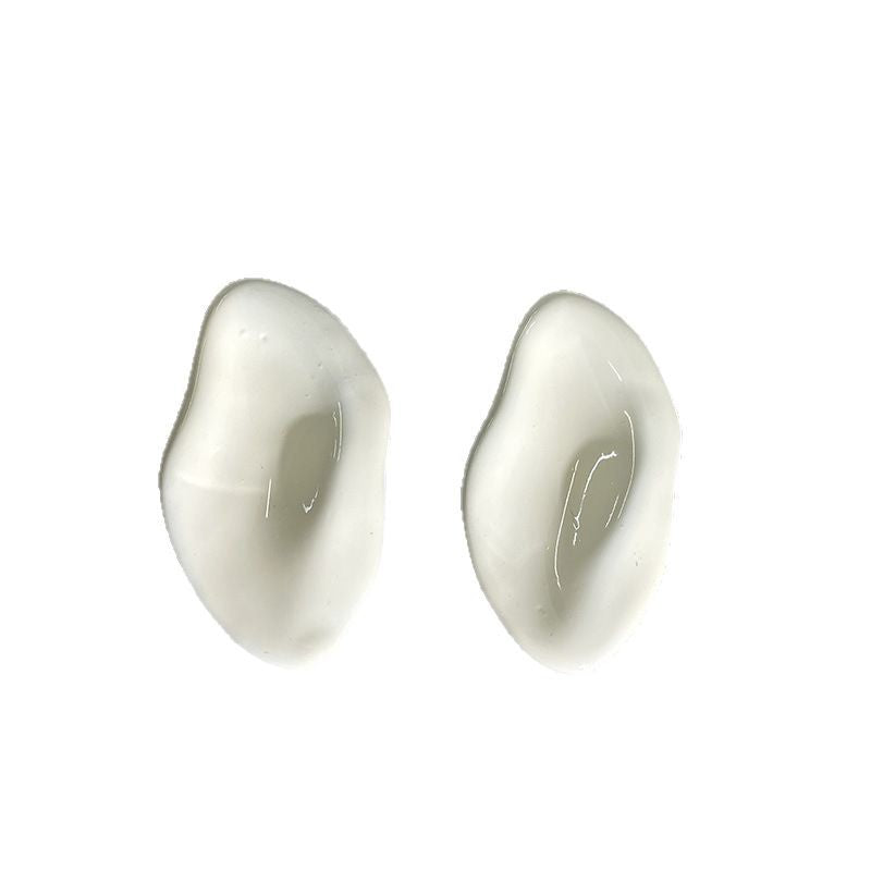 One-leaf Flat Boat Retro Colored Drip Glaze Metal Niche Earrings
