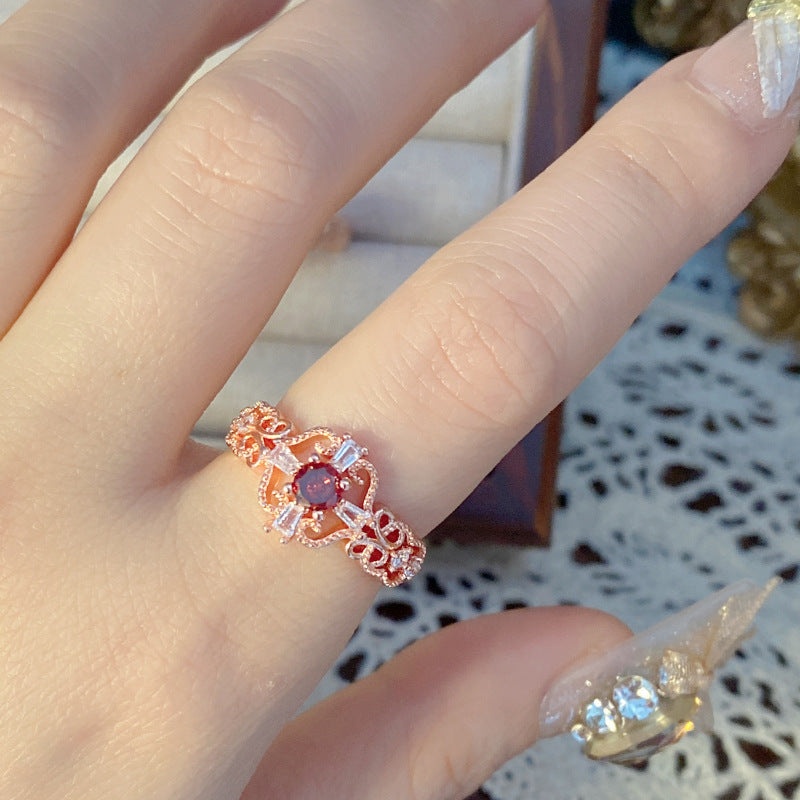 Palace Rose Golden Lace Hollow Open End Expensive Rings