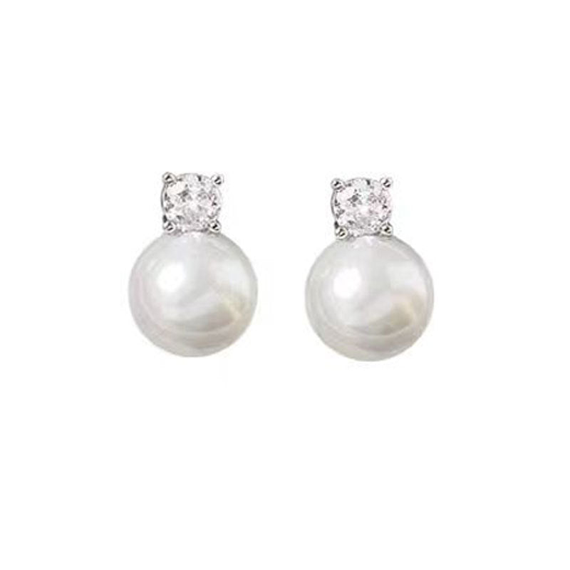 Diana Pearl Australian White Sterling Sier Needle Light Earrings