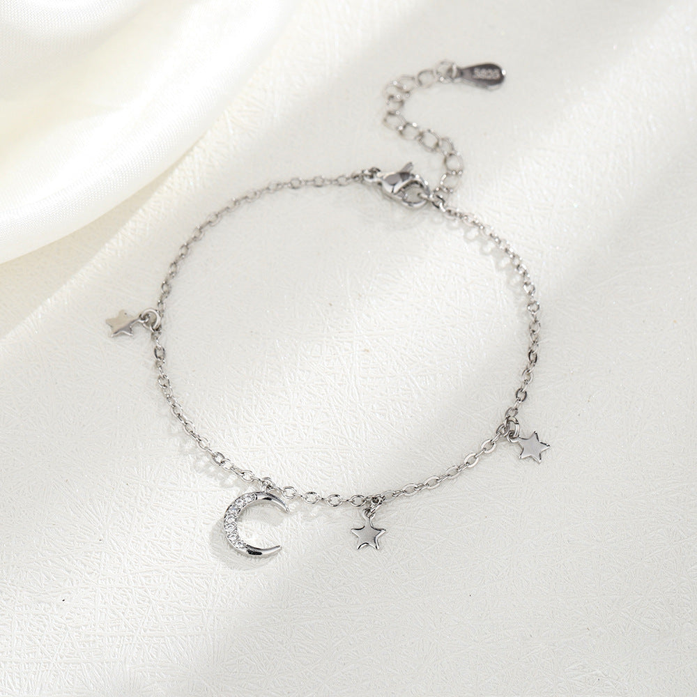 Gu Curved Crescent Girlfriends Korean Style Sweet Niche Shiny Diamond Bracelet