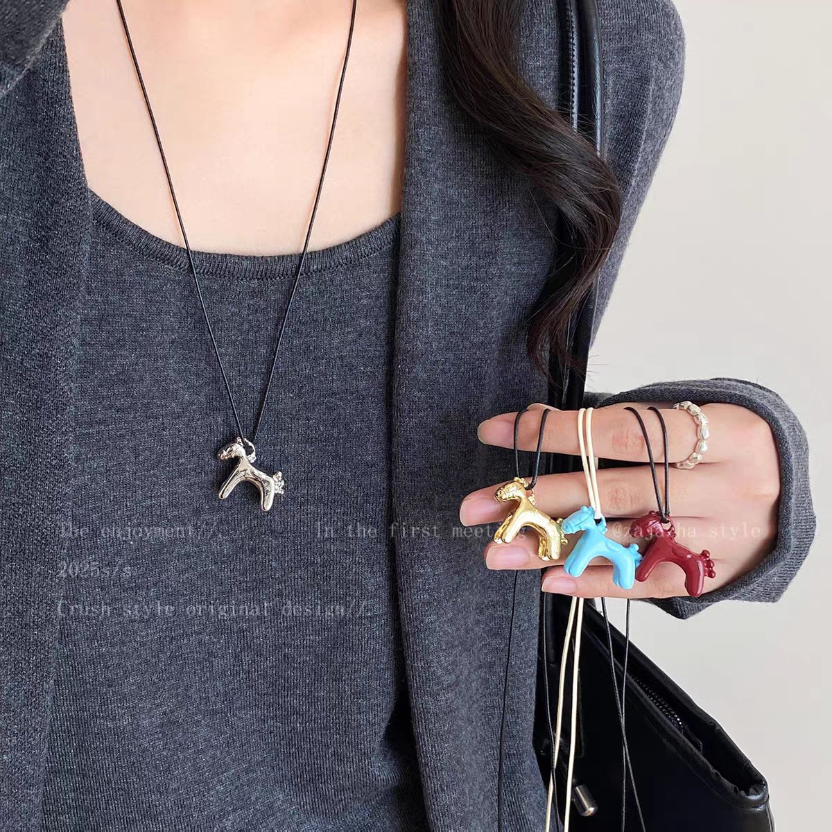 Women's & Children's Fun Three-dimensional Pony Halter Sweater Chain Necklace