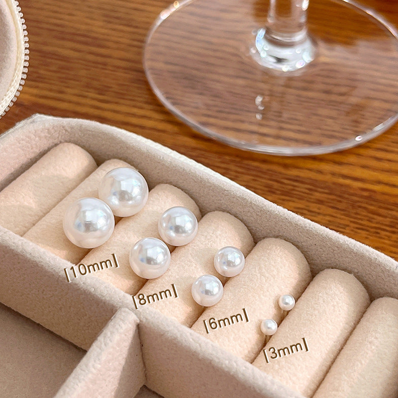 Women's Size Imitation Pearl Geometric Sier Fashion Commuter Elegant Senior Special Stud Earrings