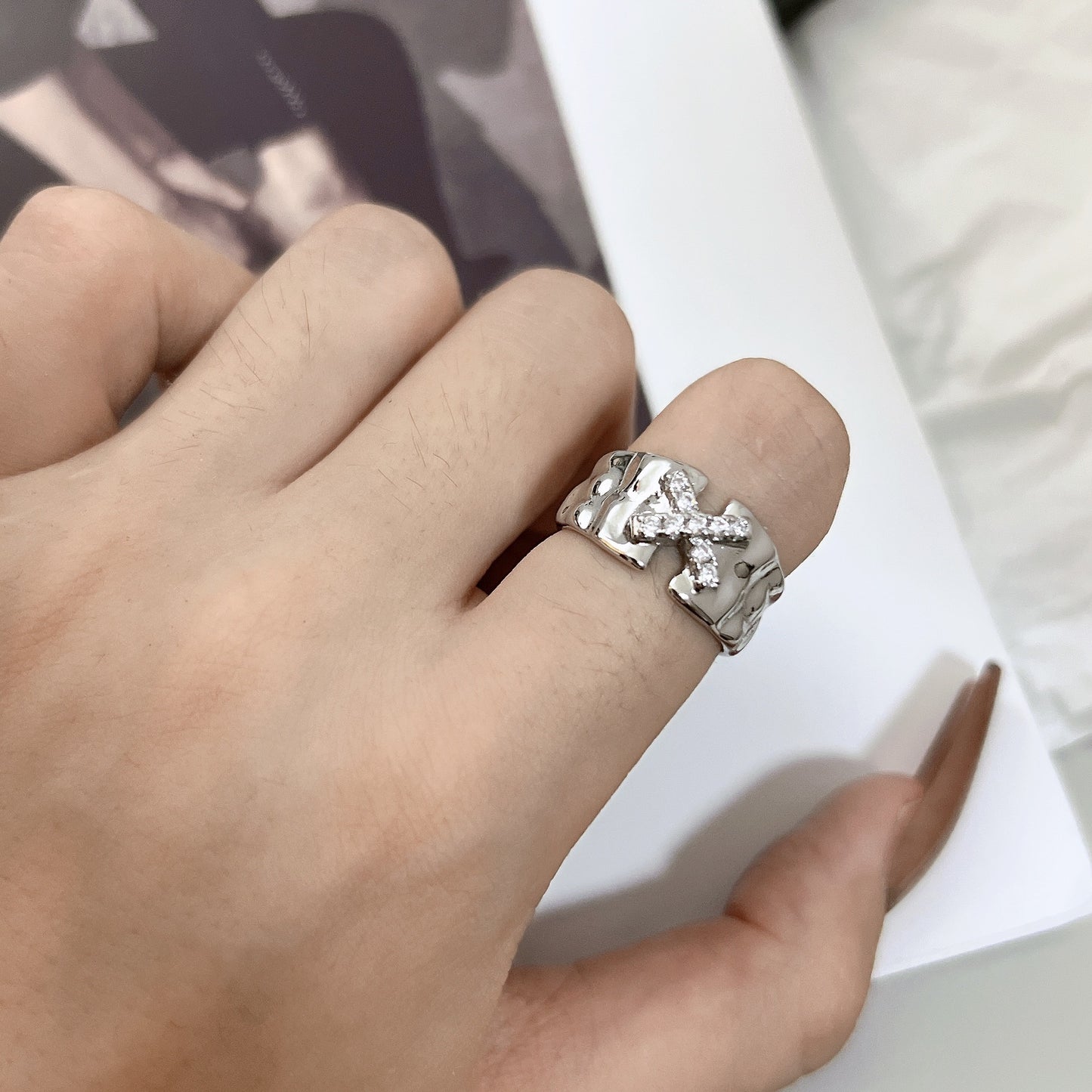 Sense Exquisite Female Geometric Quadrangle Gem Design Ring