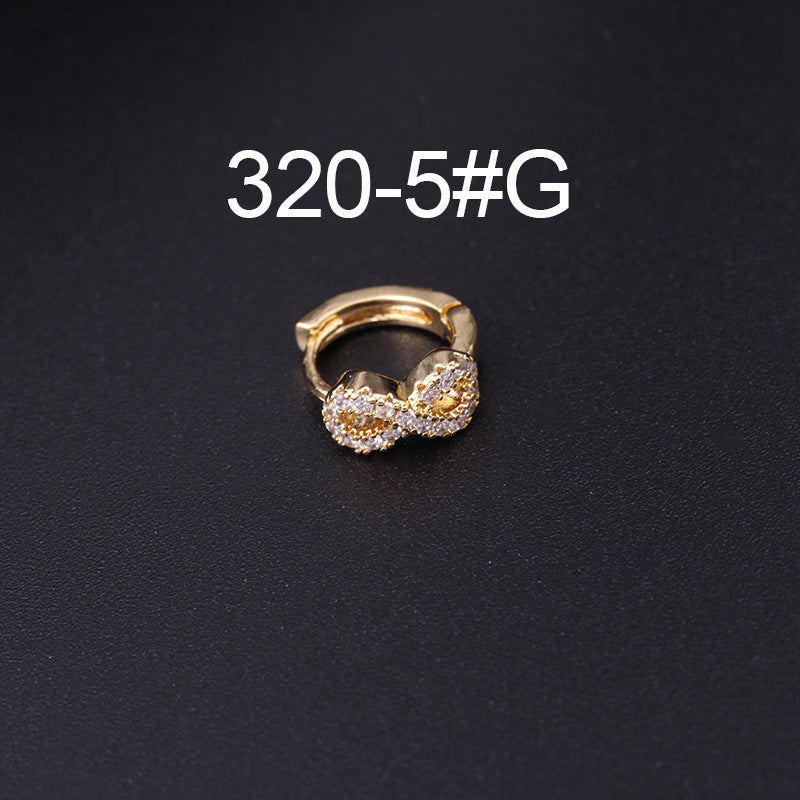 Korean Style Fashion Mini Zircon Small Piercing Star Moon Asymmetric Stud Earrings