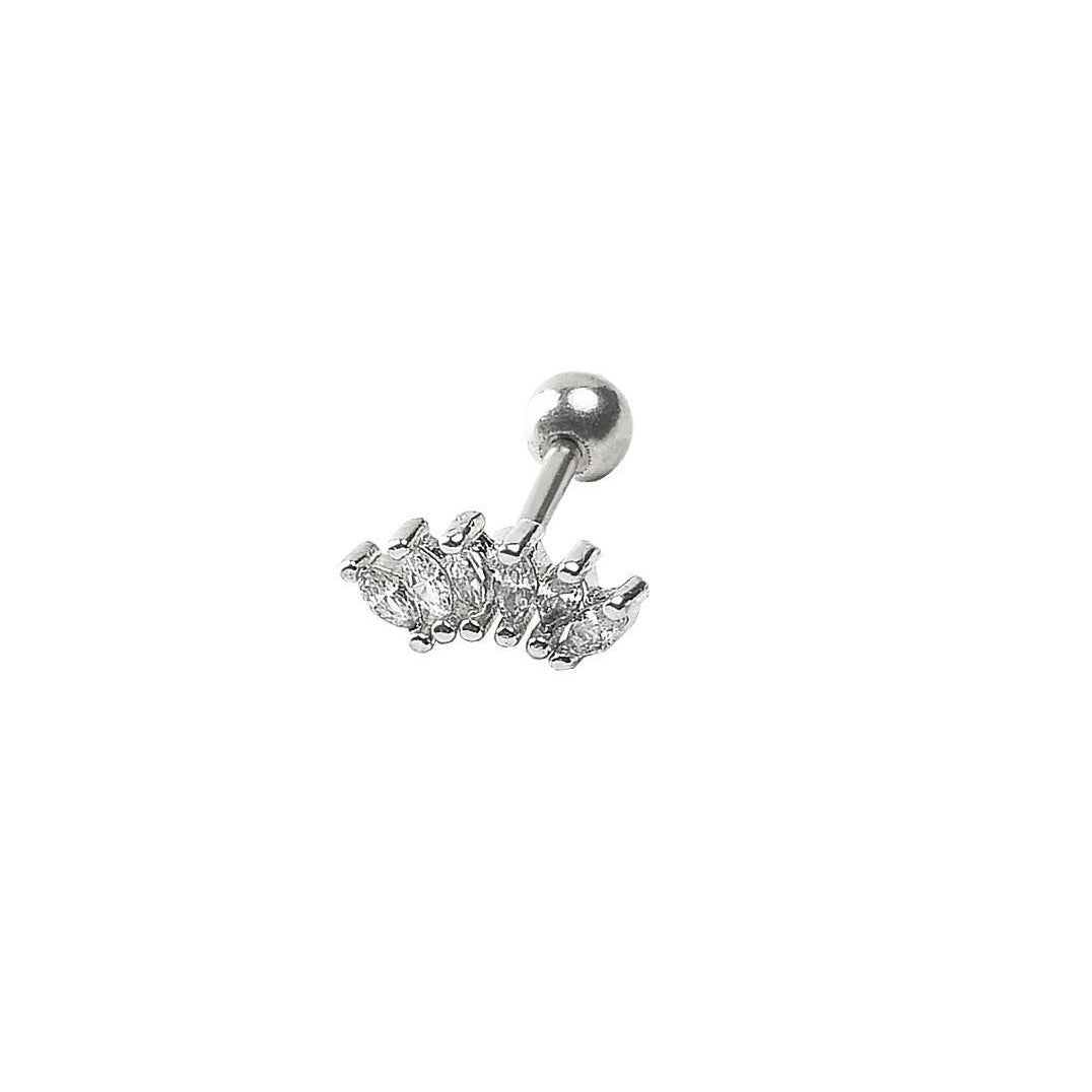 Inlaid Nail Straight Rod Stainless Steel Stud Earrings