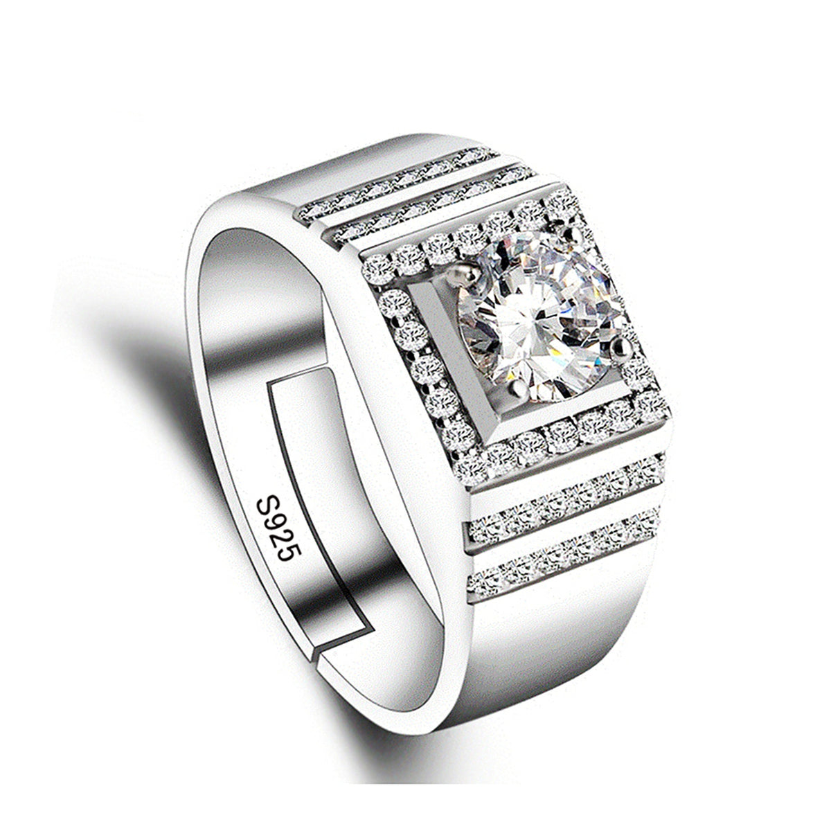 Men's Source Moissanite Open Mouth Man's Domineering Opening Adjustable Ring