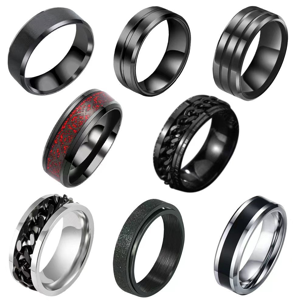 Men's Suit Double Bevel Brushed Matte Simple Ring