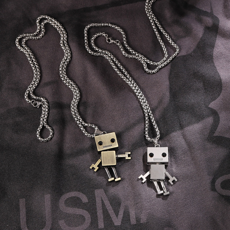 Women's & Men's Hipster Hip Hop Robot Couple Chain Disco Jumping Necklaces