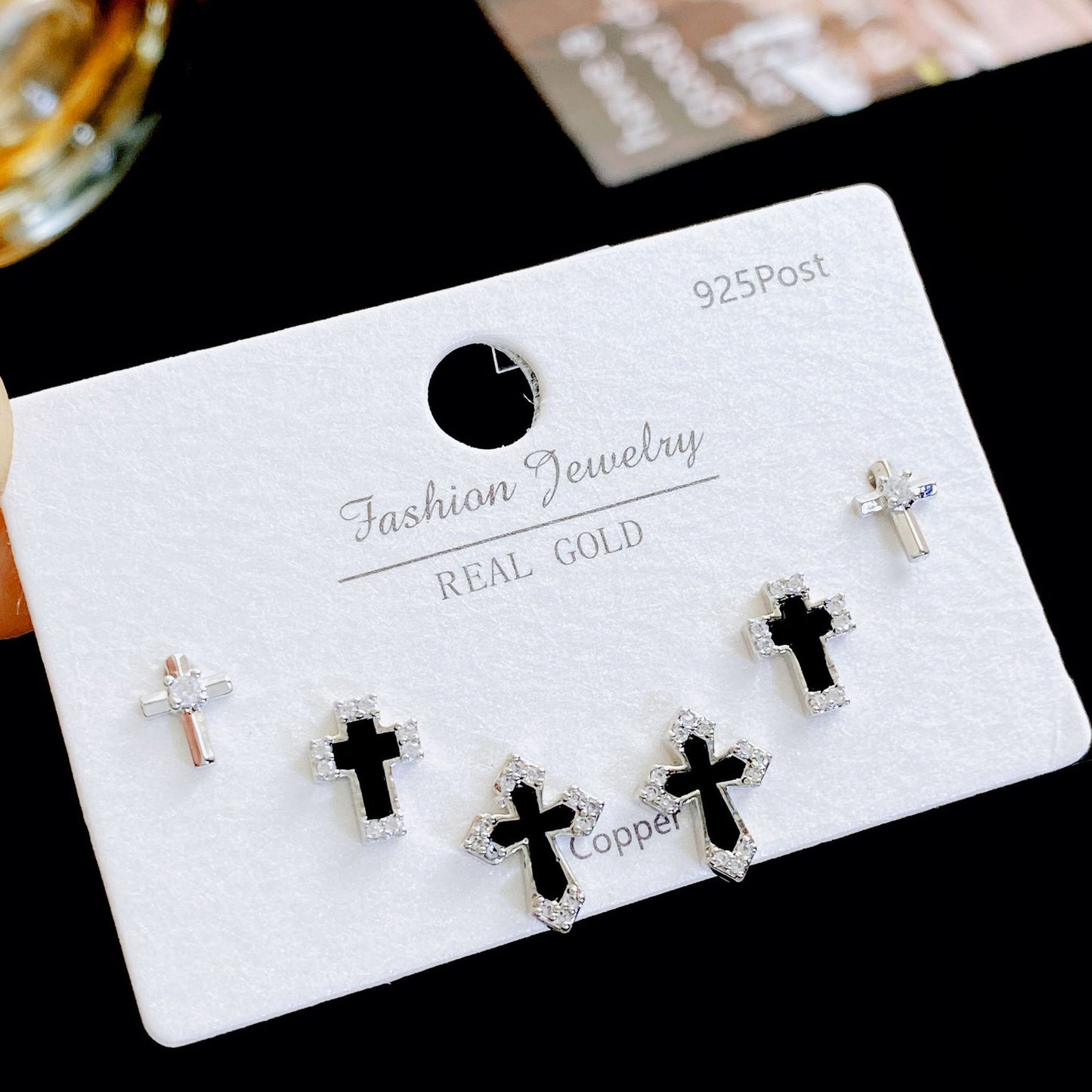 Micro Inlaid Zircon Pearl Commuter Three Pairs Earrings