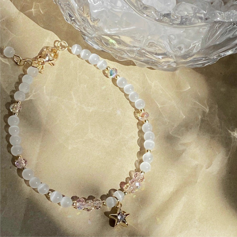 Blue White Five-pointed Star Shell Beaded Bracelet