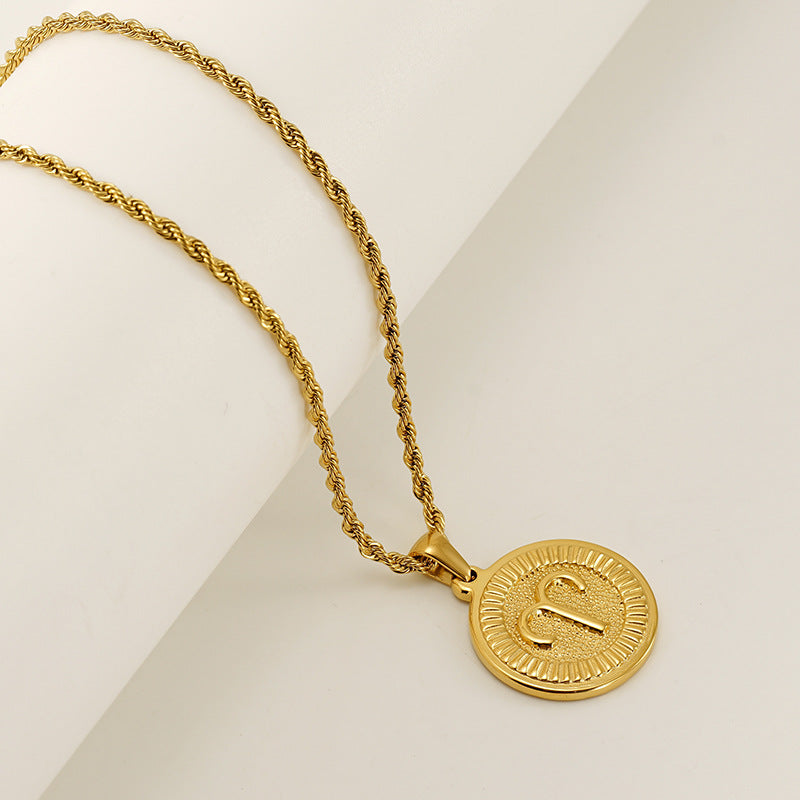 Round Constellation Female Twee Titanium Steel Necklaces