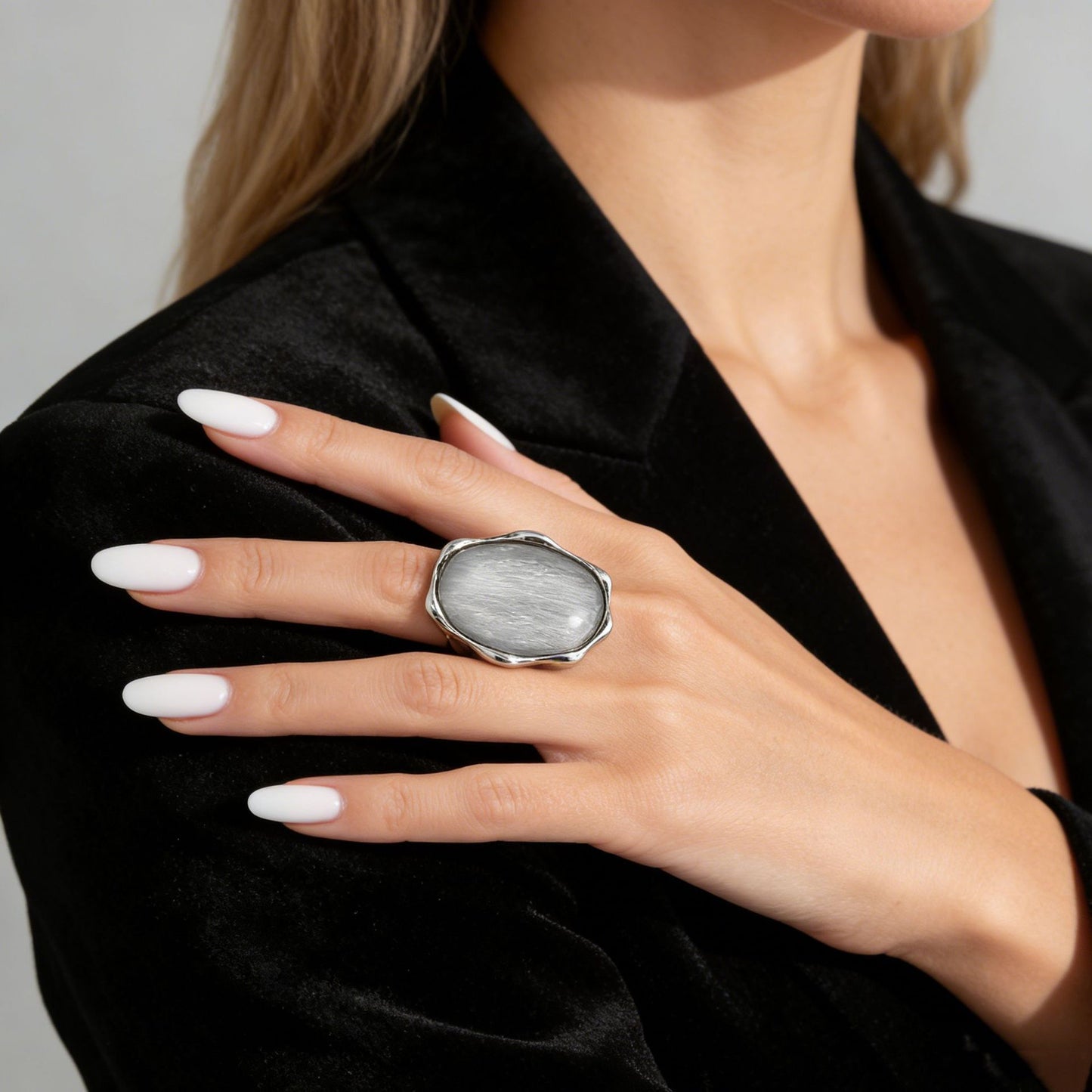 Eye Water Ripple Female Sier Geometric Exaggerated Rings