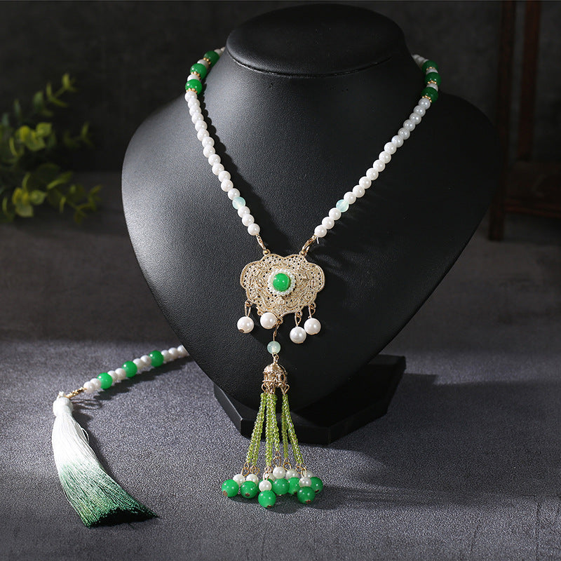 String Chinese Long Fringe Of Precious Stones Han Necklaces