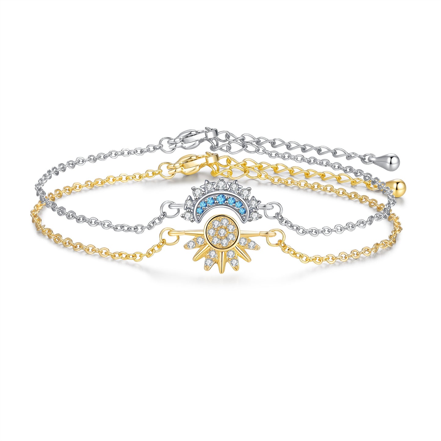 Moon Sun Inlaid Zirconium Couple Popular Fashion Bracelets