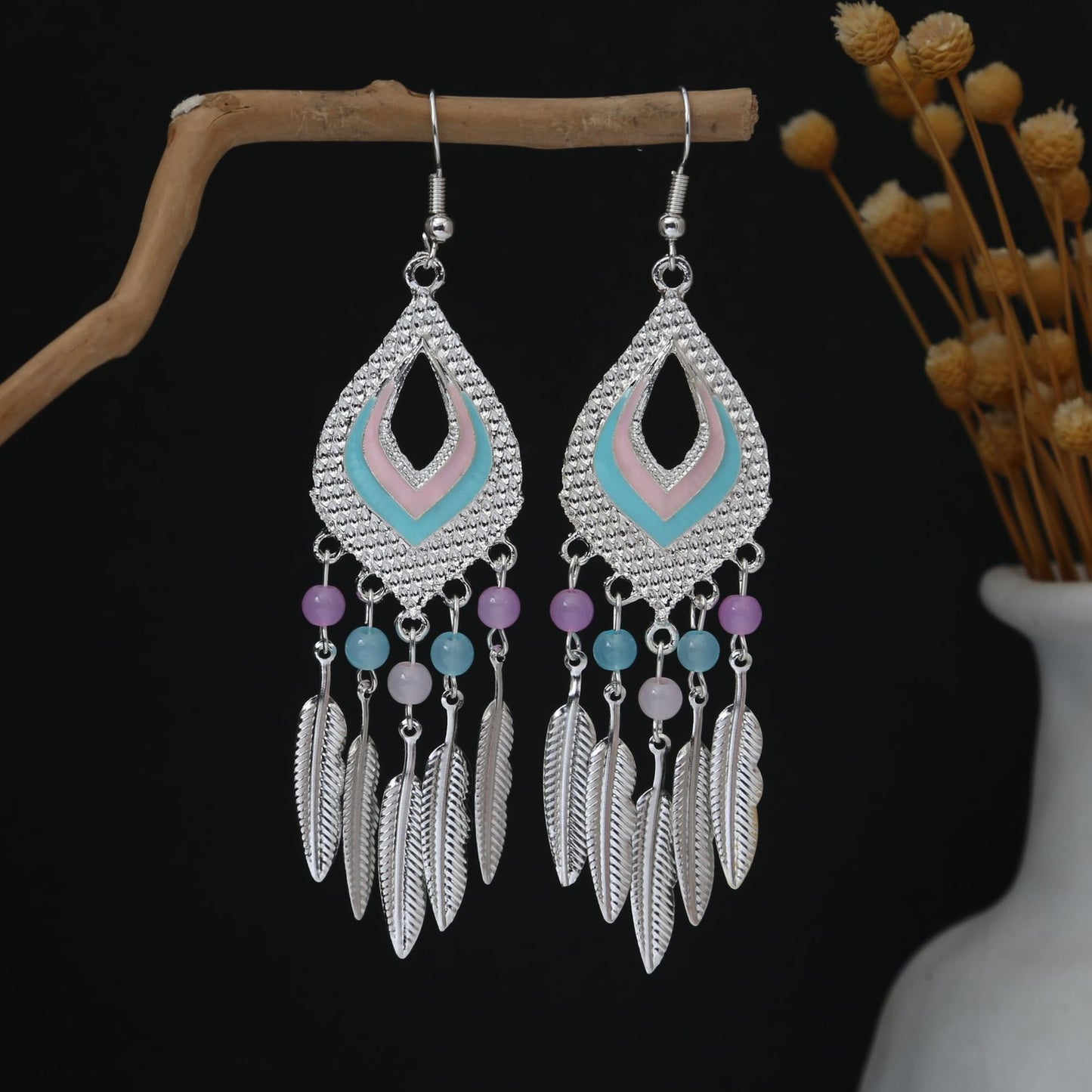 Personalized Ethnic Style Miao Sier Geometric Colorful Rings