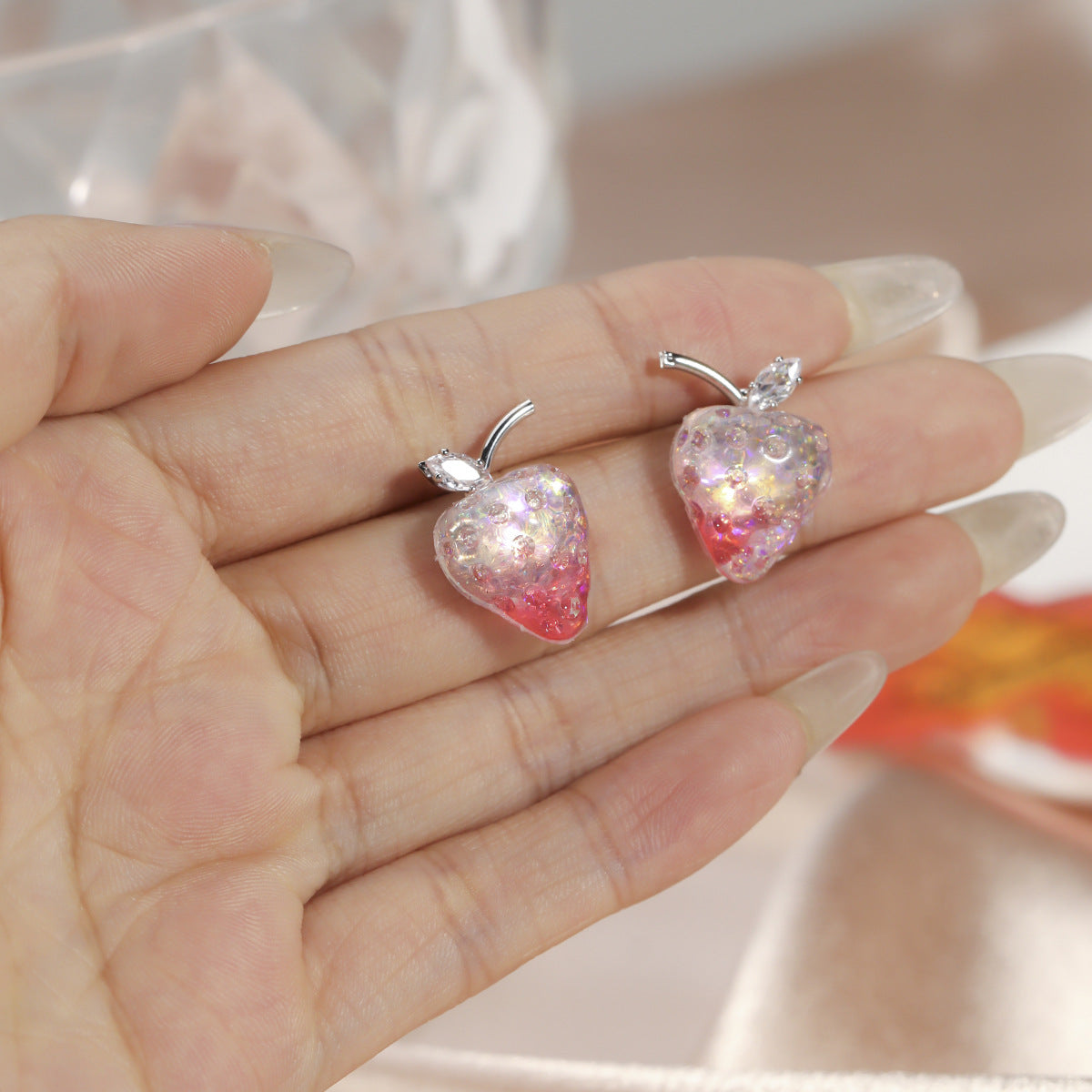 Strawberry Jelly Sweet Cute Girly Temperamental Hipster Stud Earrings