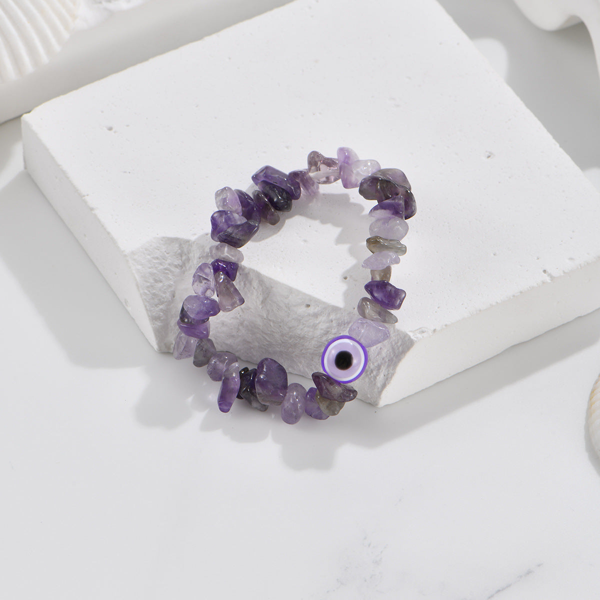 Devil's Eye Natural Gravel Beaded Crystal Stretch Rough Stone Bracelets