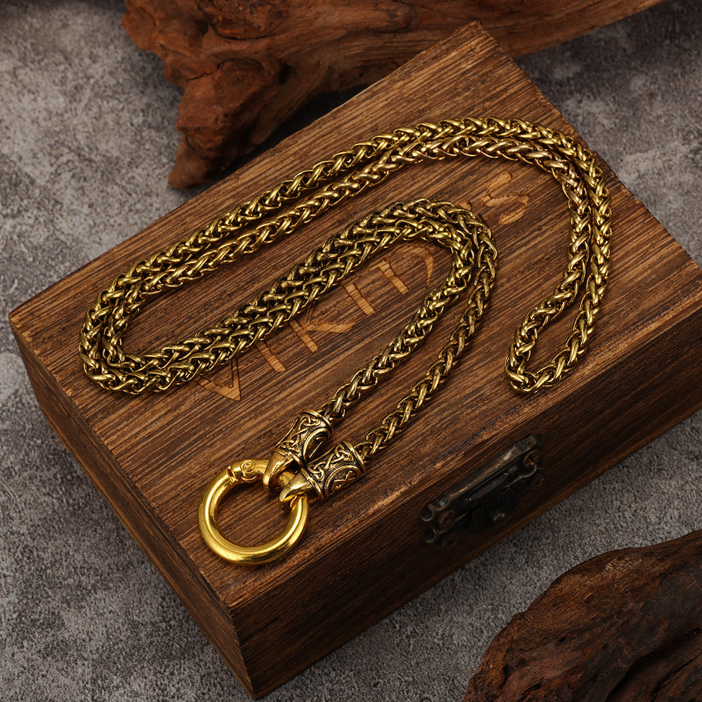 Women's & Men's Buckle Six Words Mantra Keel Chain Long Tang Grass Necklace