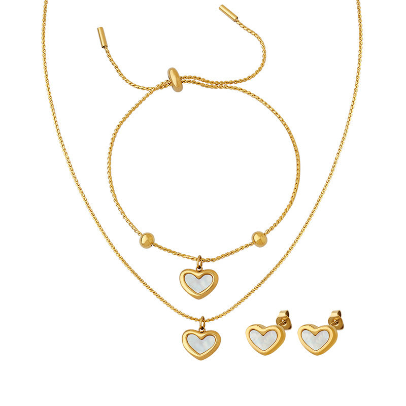 Heart Shell Gentle Little Fairy Three Pieces Chinese Necklaces