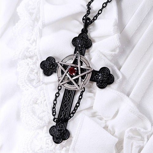 Gothic Dark Five-pointed Star Cross Rock Necklaces