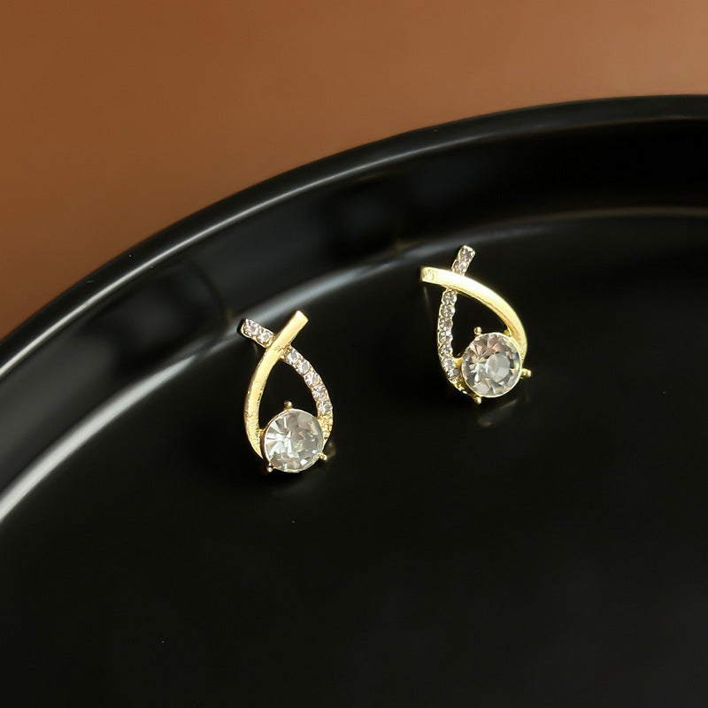 Delicate Diamond Cross Light Luxury Temperament Earrings