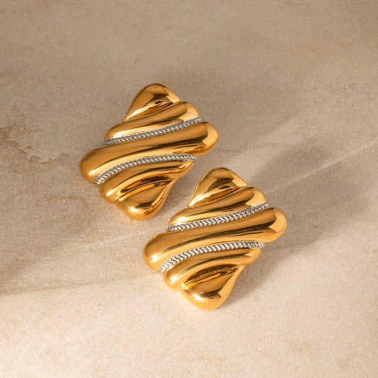 Matching Stainless Steel Jewelry Two-color Gold Sier Bright Earrings