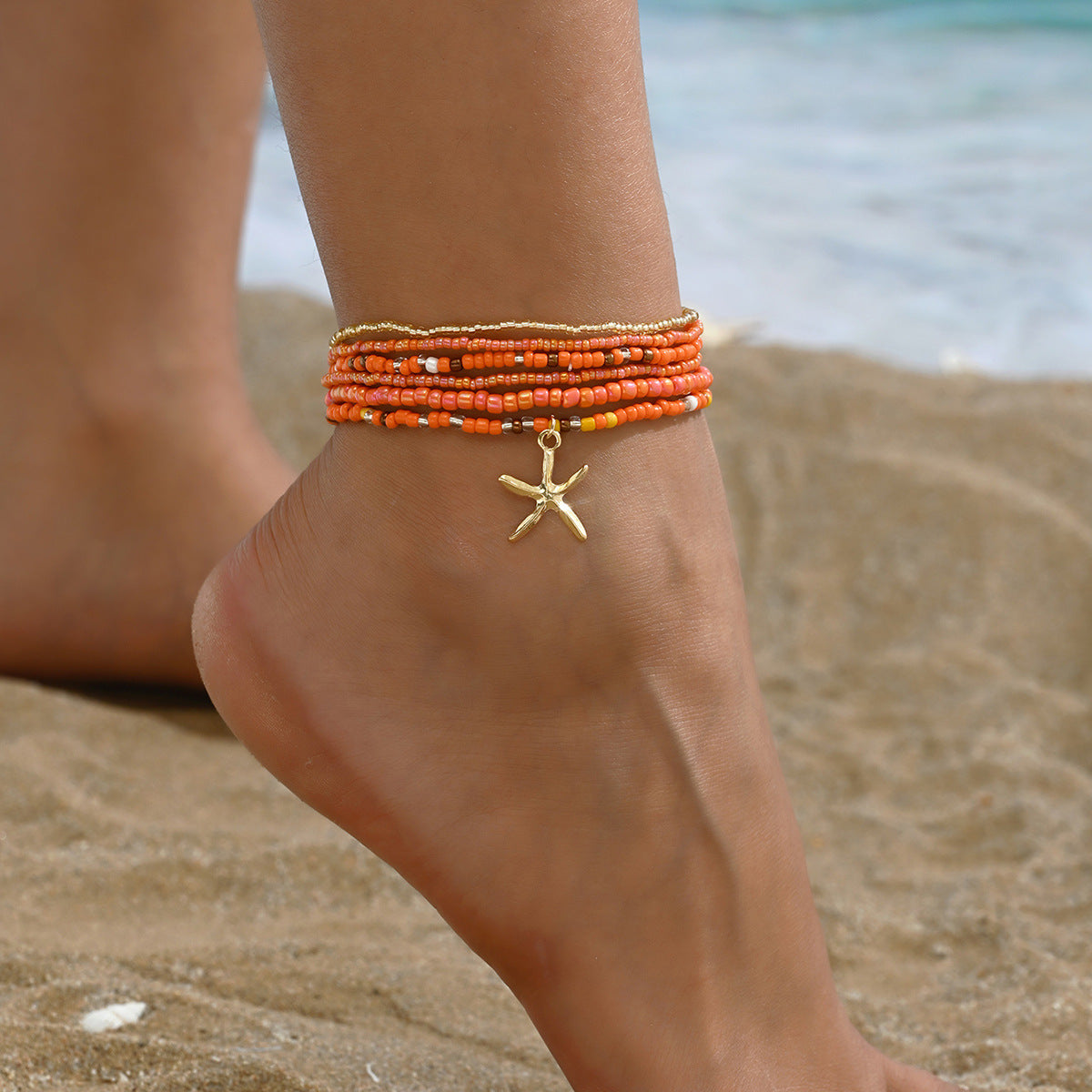 Women's Summer Beach Beads Stringed Vacation Style Anklets